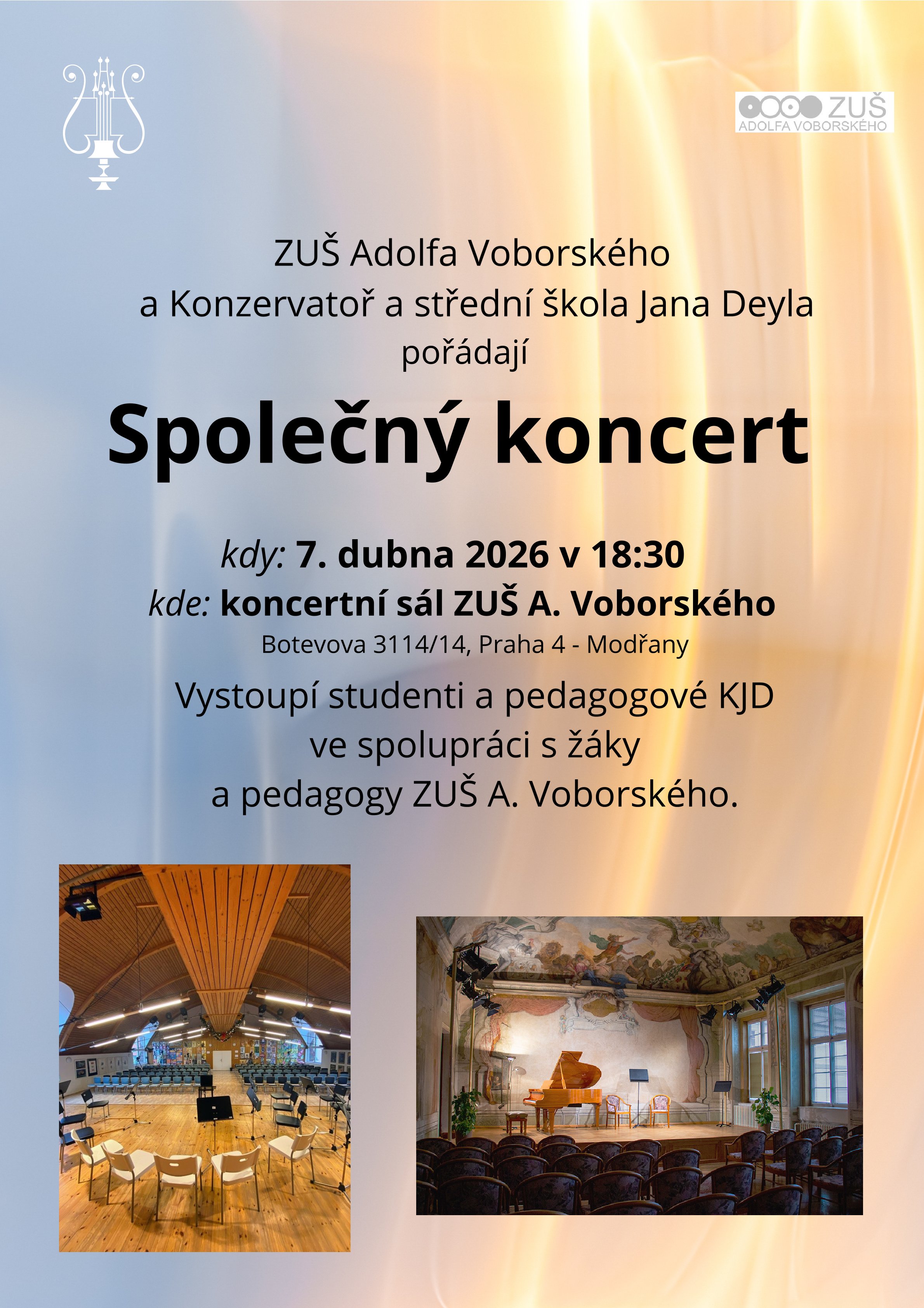 Společný koncert naší ZUŠ a Konzervatoře a SŠ Jana Deyla - 7. 4. 2026 v 18:30 hodin